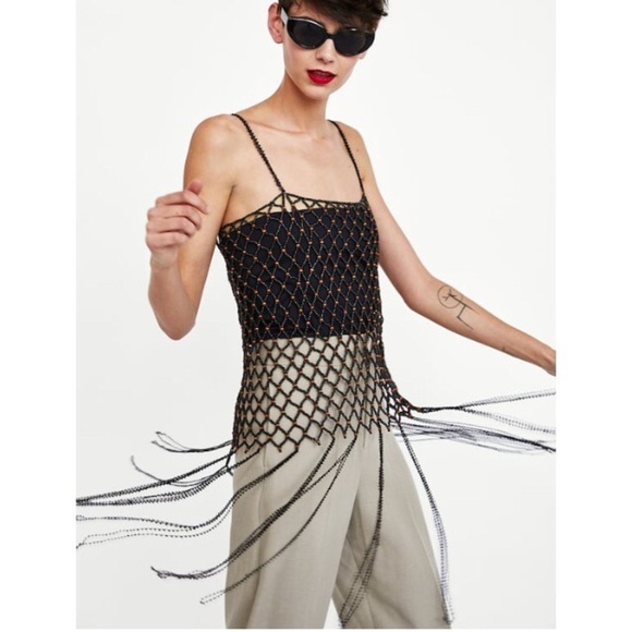 ZARA Beaded Top with Fringing - Picture 1 of 8